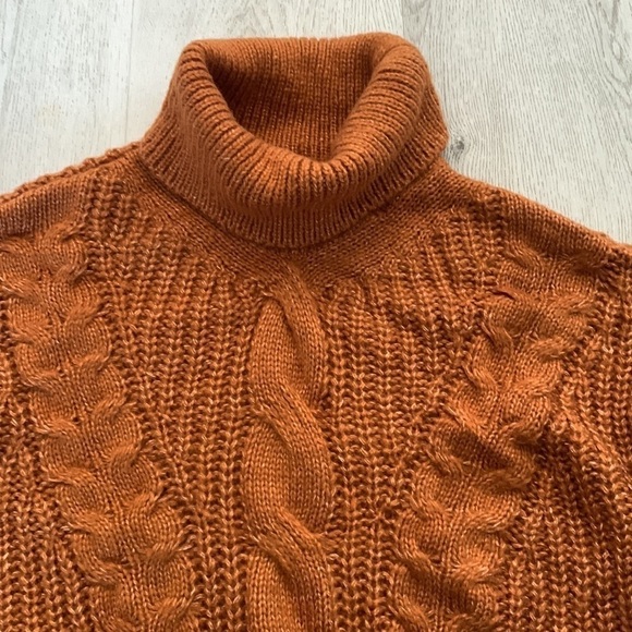 Chunky Cable Knit sweater turtleneck brown camel size M oversized‎ fall winter - Picture 6 of 10